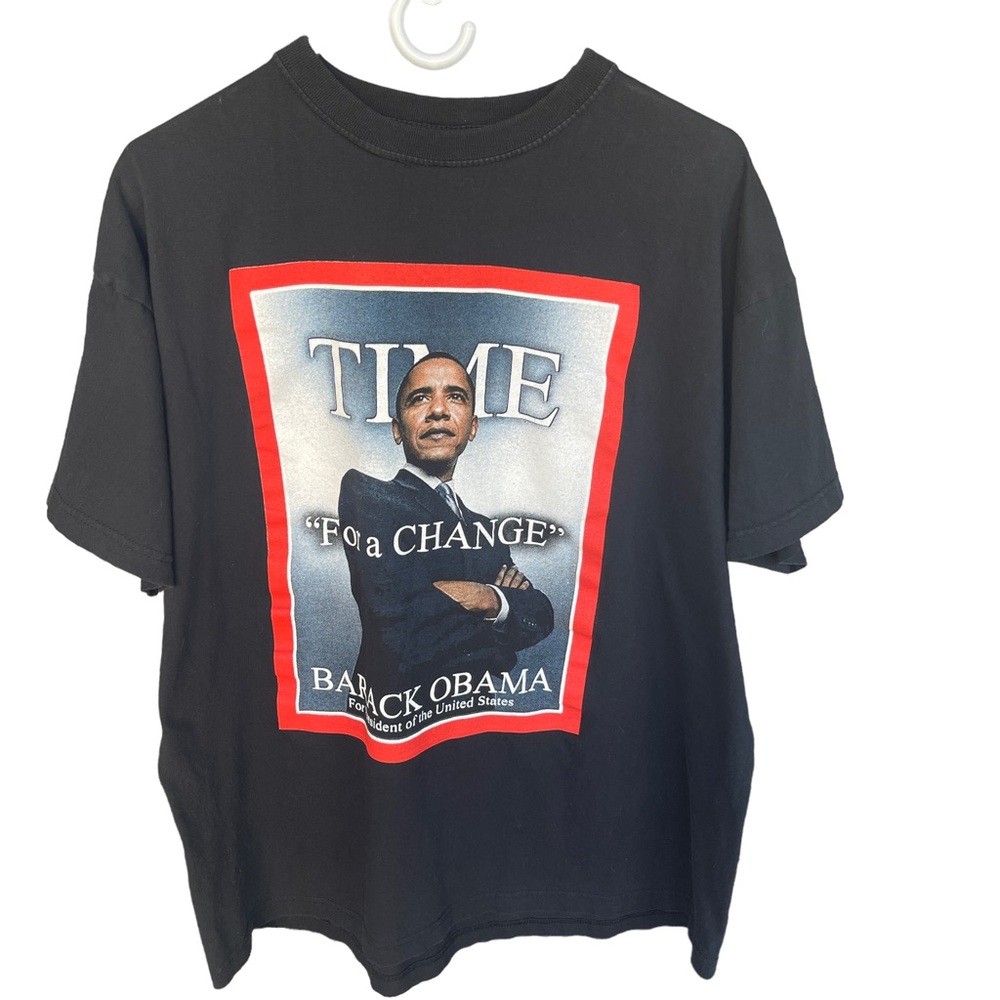 Obama Time for Change Black Double Sided Graphic T-shirt Unisex Size‎ XL